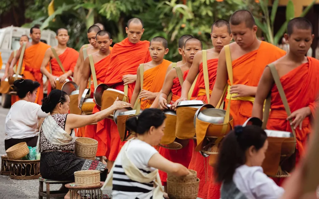 Morning alms giving in Luang Prabang